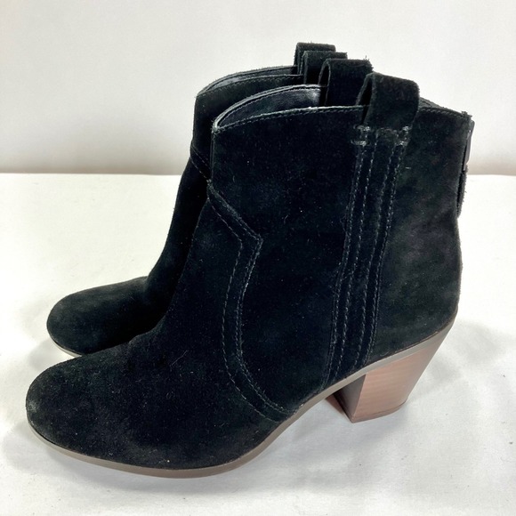 Sam Edelman Shoes - Sam Edelman Ankle Boots Black Suede Western Block Heel Zip Booties Womens Sz 7.5